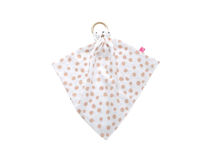 Gryzak z Pieluszką Przytulanką kropy różowe