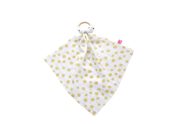 Gryzak z Pieluszką Przytulanką kropy żółte