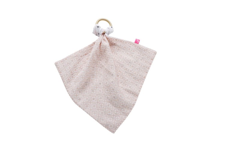 Gryzak z Pieluszką Przytulanką kwadraty różowe